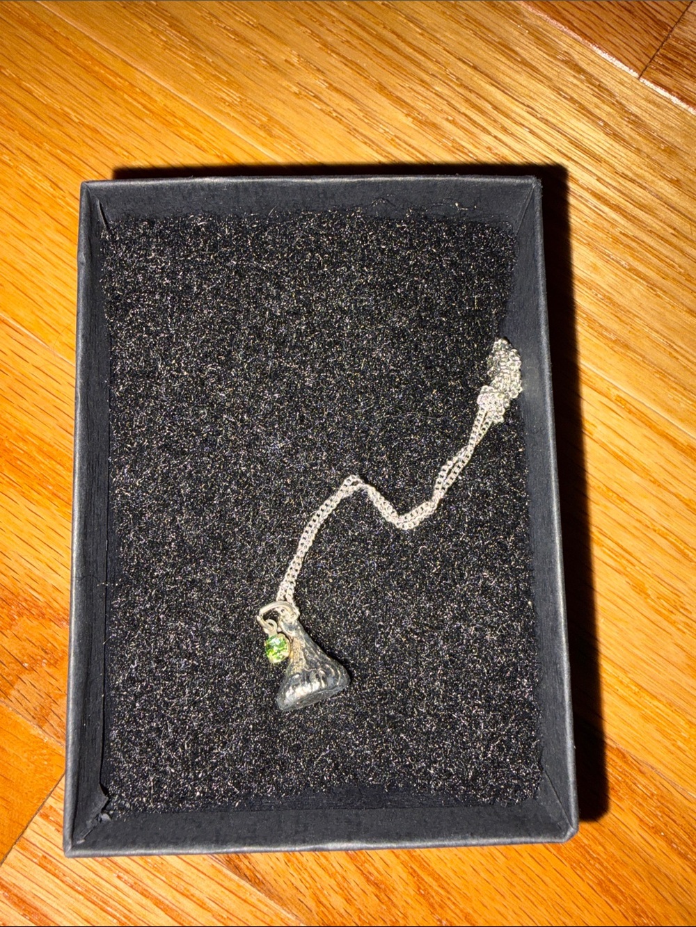 Sterling Silver Hershey Kiss Necklace with Peridot Gemstone